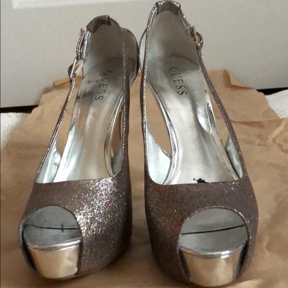 GUESS Silver with multi/glitter heels|Size 10M - Picture 4 of 8